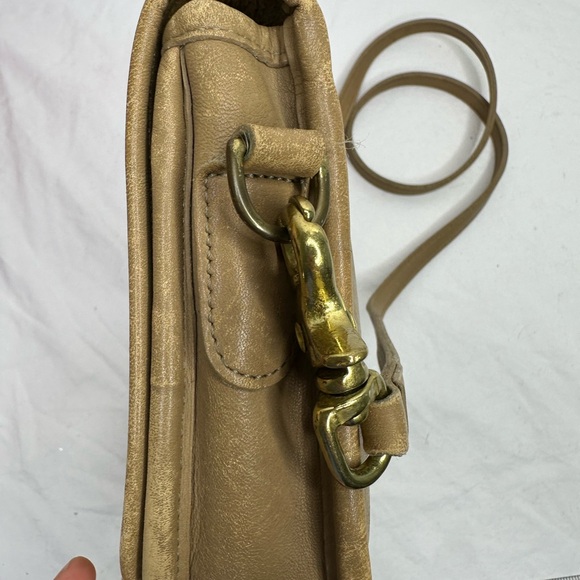 Vtg Coach Flap Pocket Purse Tan leather Crossbody Turn Lock Convert Clutch - Picture 11 of 14